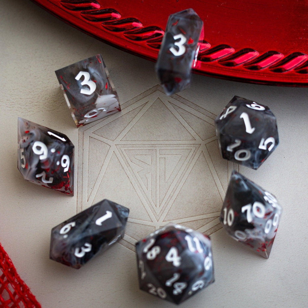Smoke And Blood Handmade Resin DND Dice Set - The misfit market