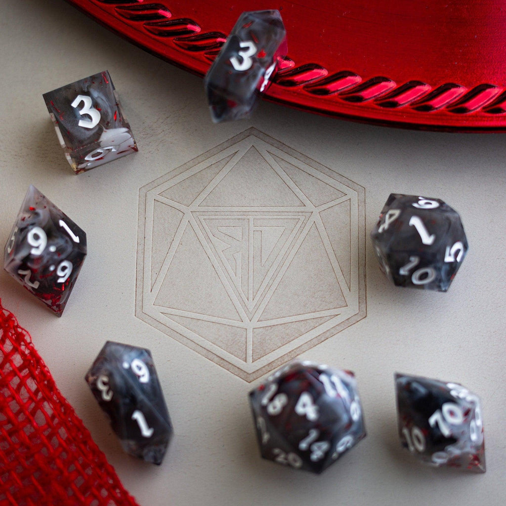Smoke And Blood Handmade Resin DND Dice Set - The misfit market