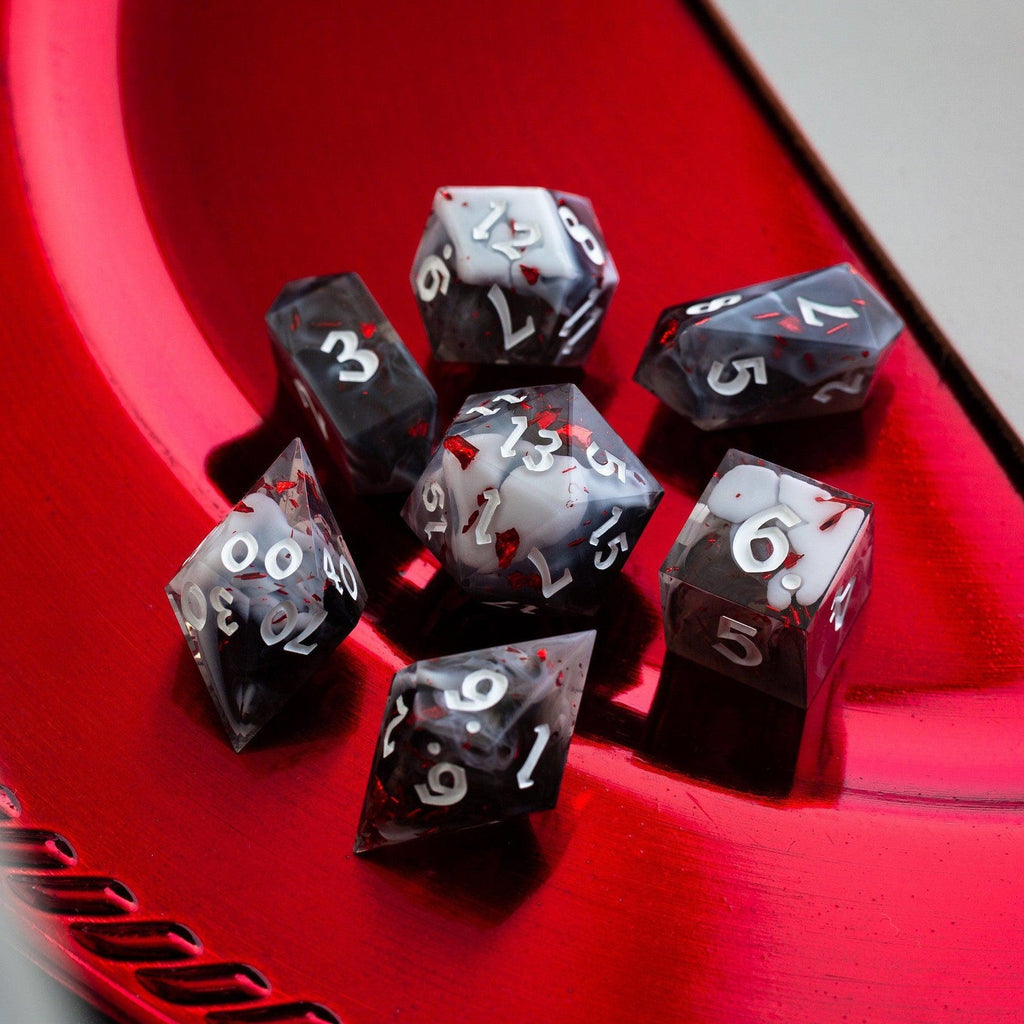 Smoke And Blood Handmade Resin DND Dice Set - The misfit market