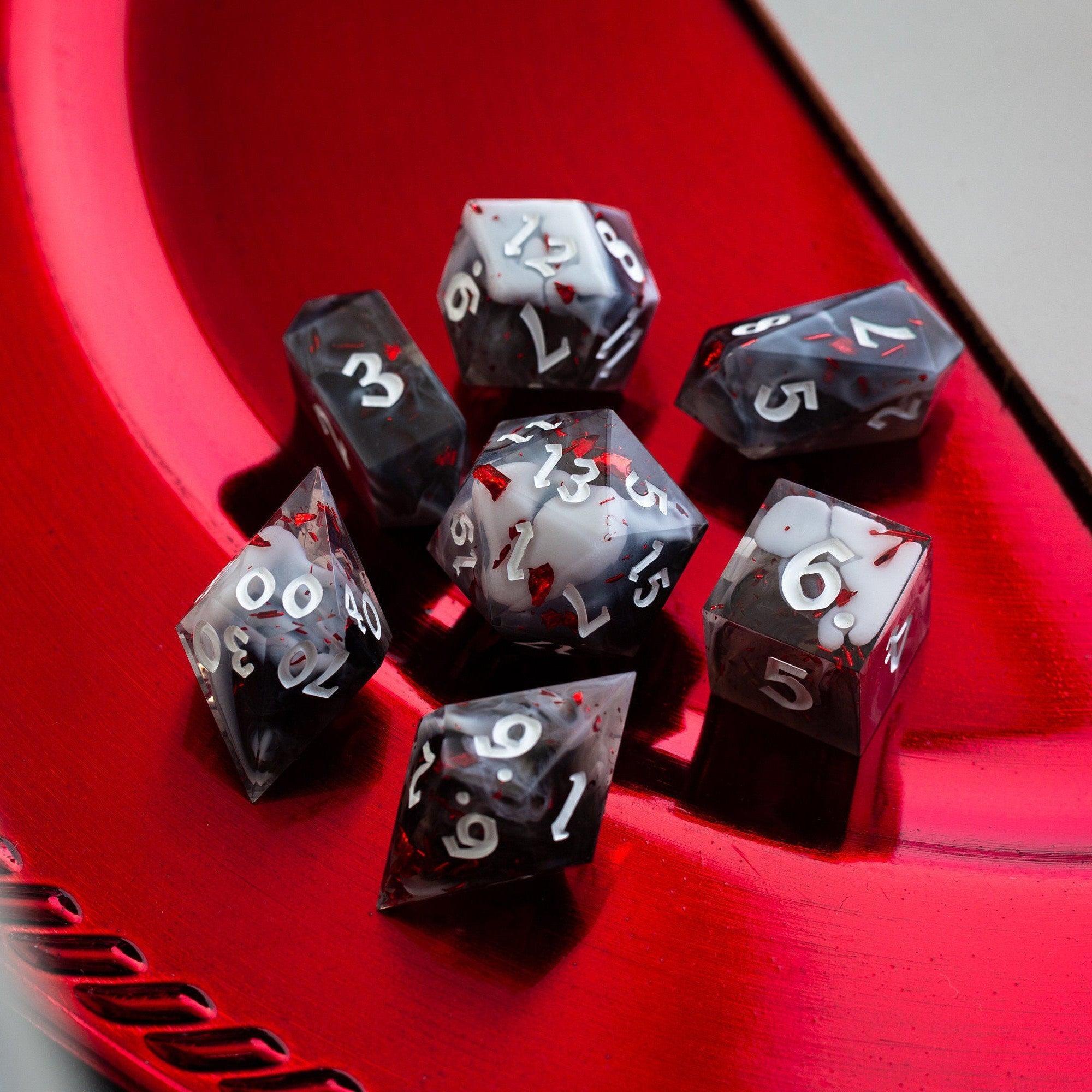 Smoke And Blood Handmade Resin DND Dice Set - The misfit market