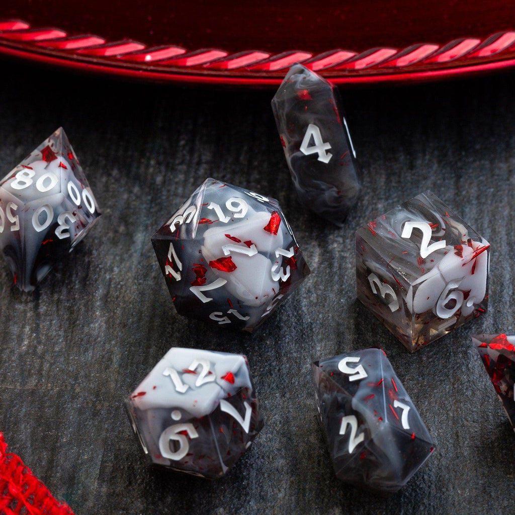 Smoke And Blood Handmade Resin DND Dice Set - The misfit market