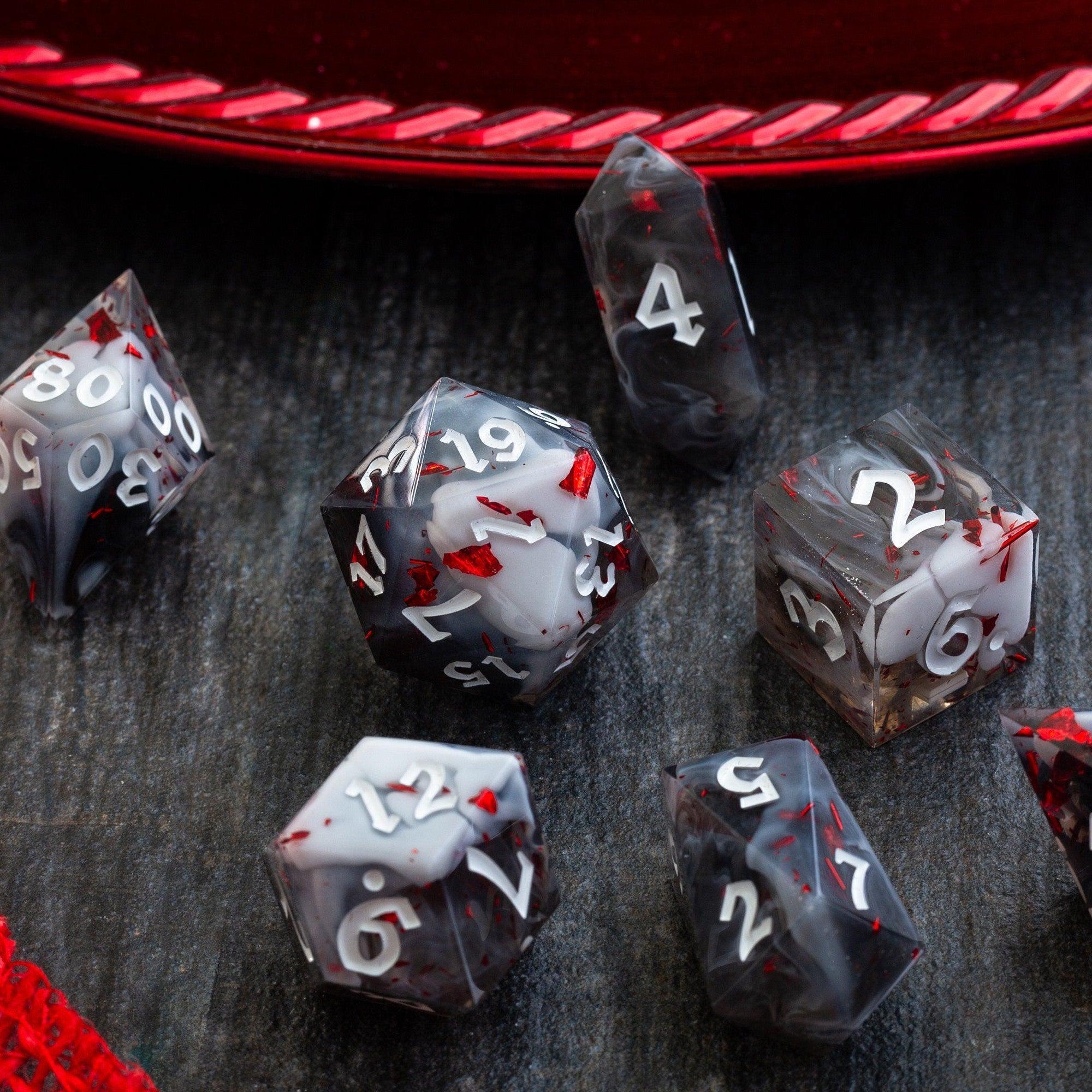 Smoke And Blood Handmade Resin DND Dice Set - The misfit market