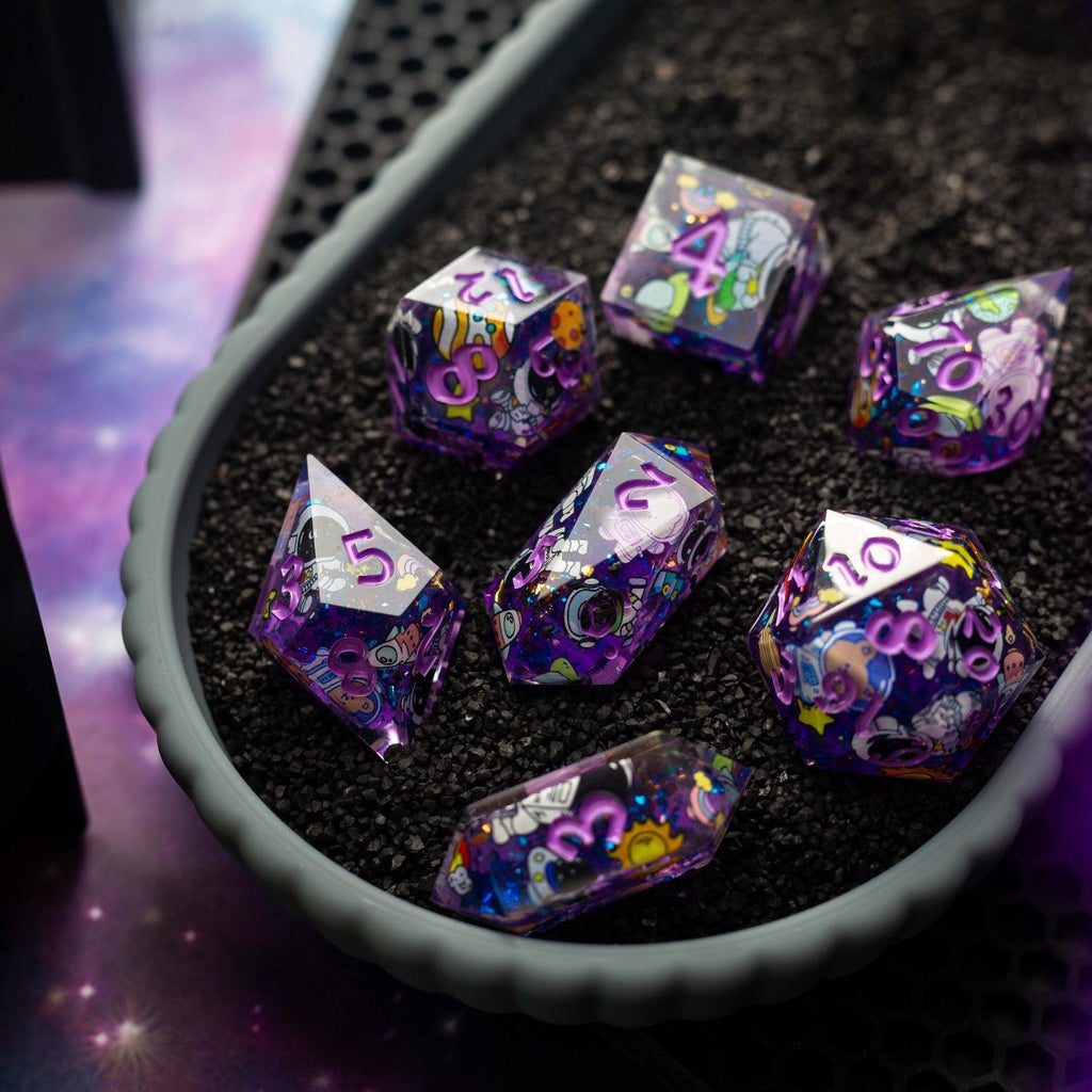 Space Bear Handmade Resin DND Dice Set - The misfit market