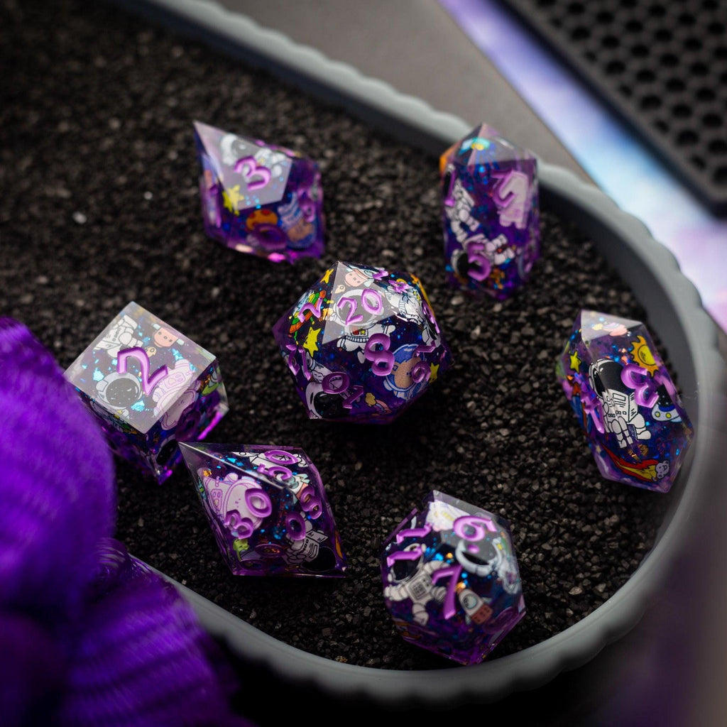 Space Bear Handmade Resin DND Dice Set - The misfit market