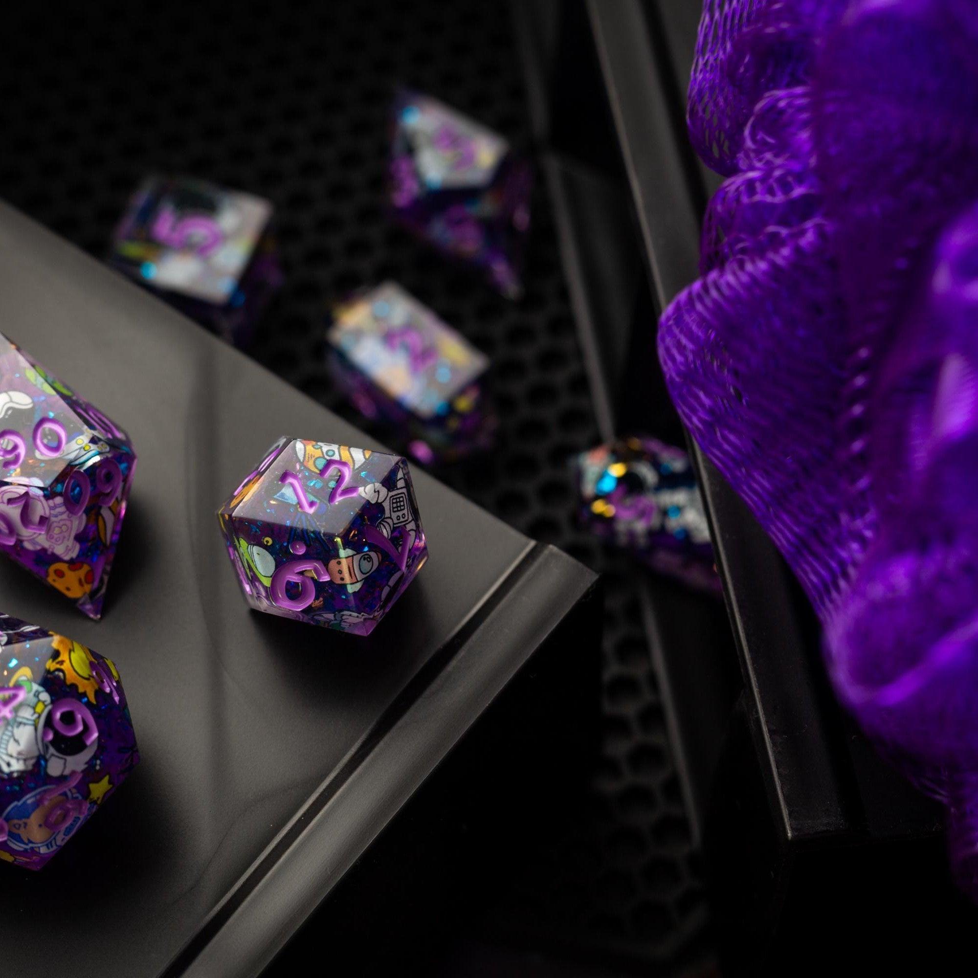 Space Bear Handmade Resin DND Dice Set - The misfit market