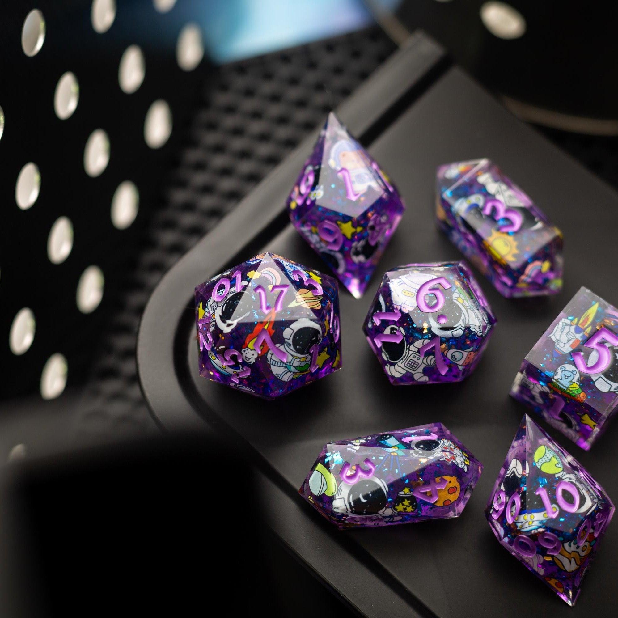 Space Bear Handmade Resin DND Dice Set - The misfit market