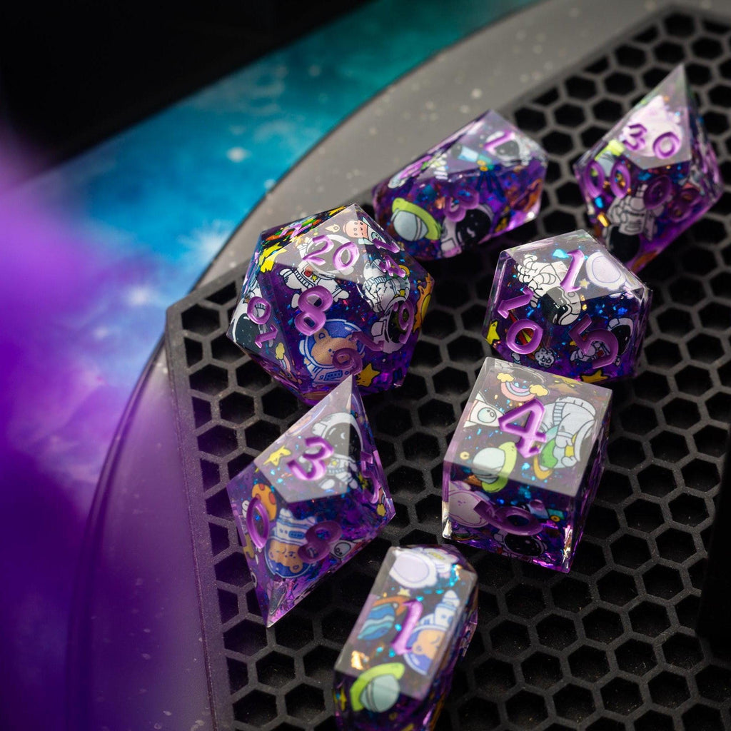 Space Bear Handmade Resin DND Dice Set - The misfit market