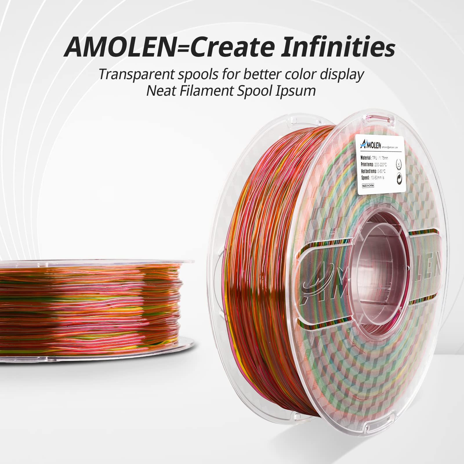 TPU Rainbow 1.75mm, 1KG - The misfit market