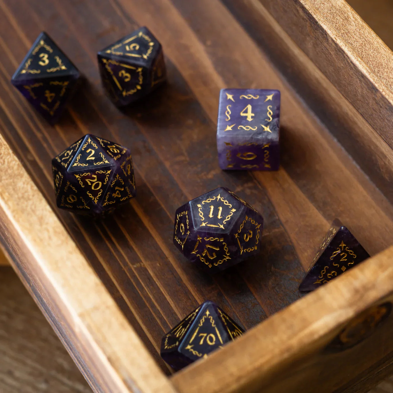 Vine Spike Gemstone Purple Amethyst DND Dice Set - The misfit market