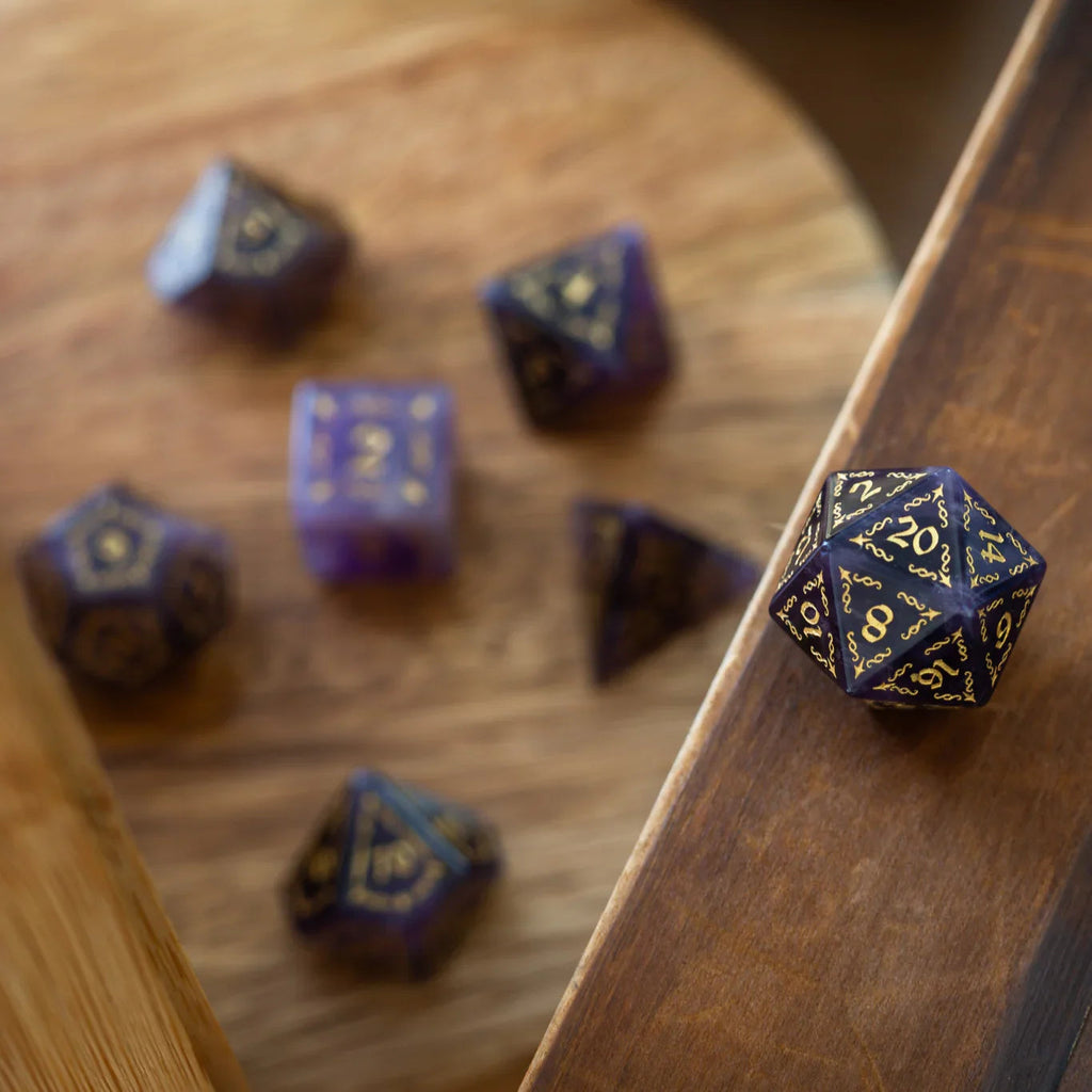 Vine Spike Gemstone Purple Amethyst DND Dice Set - The misfit market