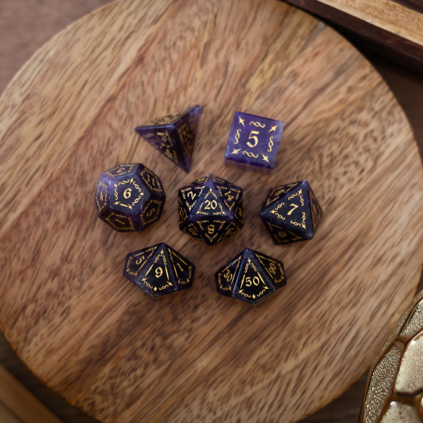 Vine Spike Gemstone Purple Amethyst DND Dice Set - The misfit market