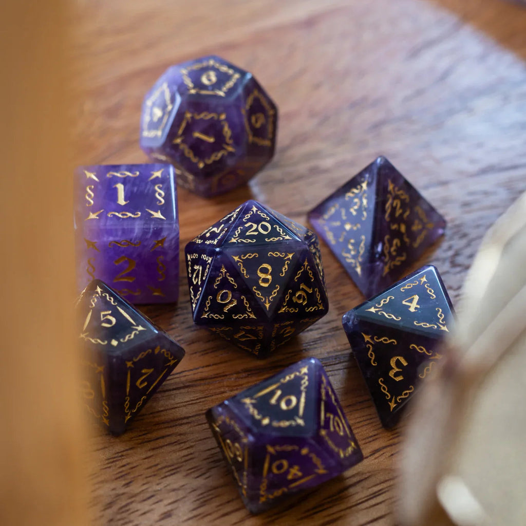Vine Spike Gemstone Purple Amethyst DND Dice Set - The misfit market