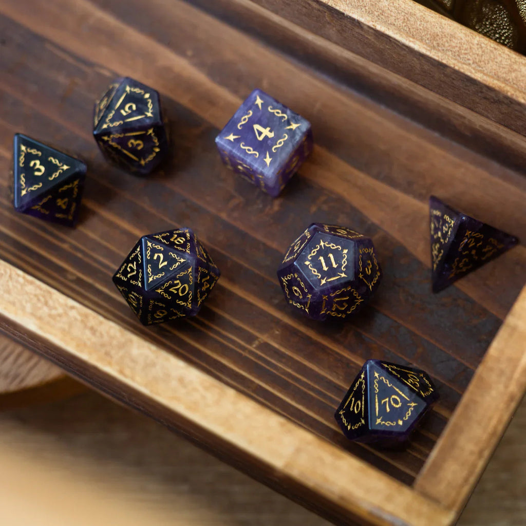 Vine Spike Gemstone Purple Amethyst DND Dice Set - The misfit market