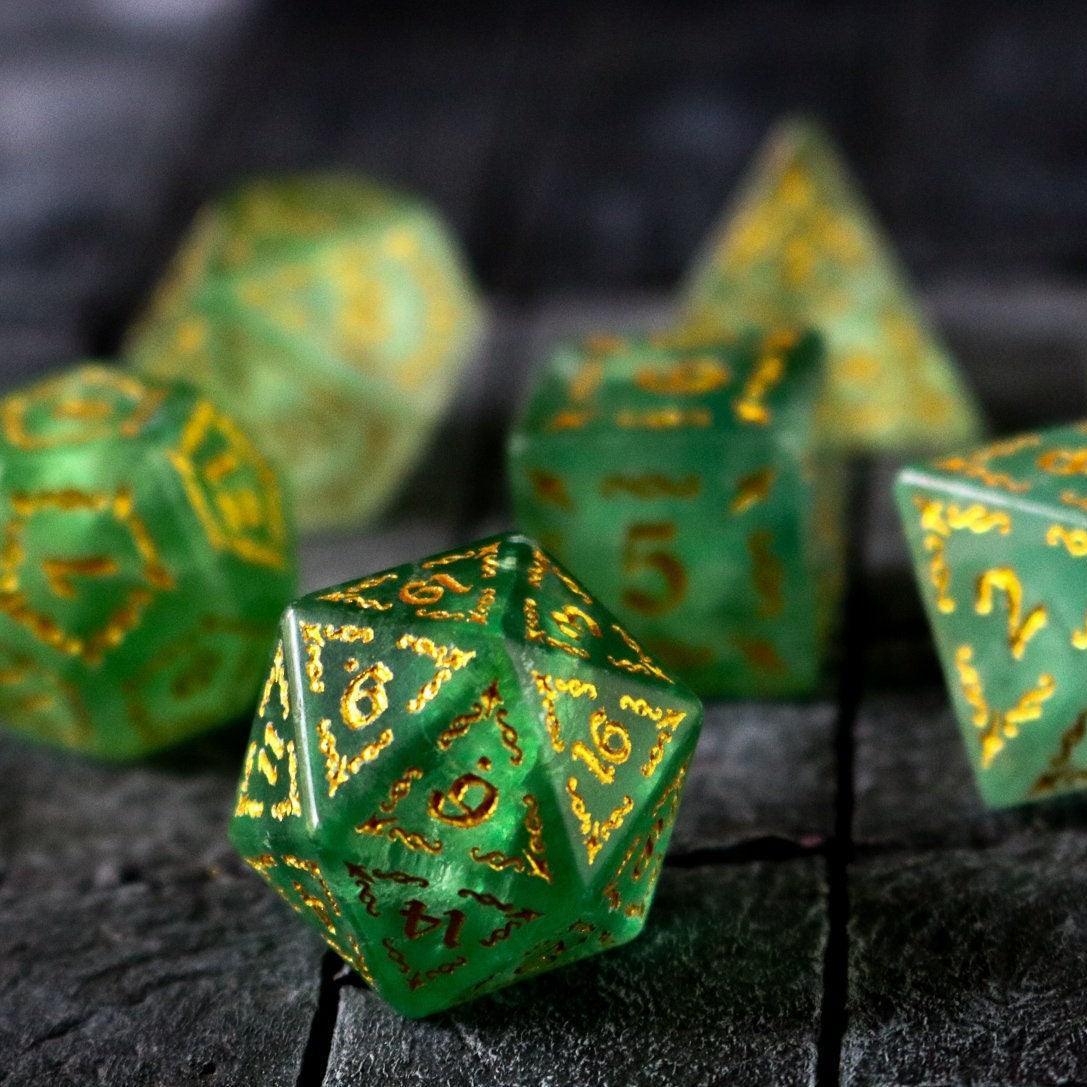 Vine Spike Green Fluorite Gemstone DND Dice Set - The misfit market