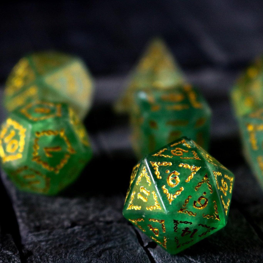 Vine Spike Green Fluorite Gemstone DND Dice Set - The misfit market