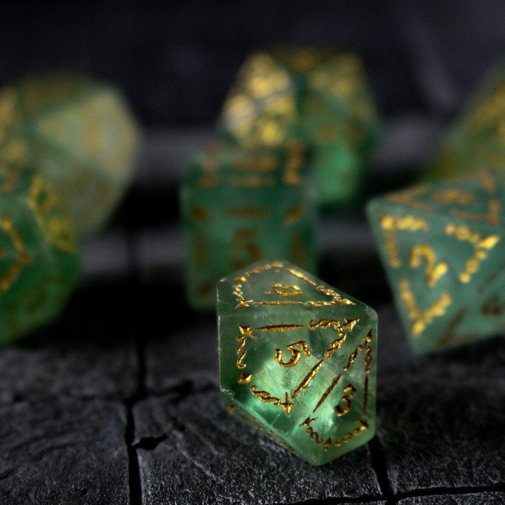 Vine Spike Green Fluorite Gemstone DND Dice Set - The misfit market