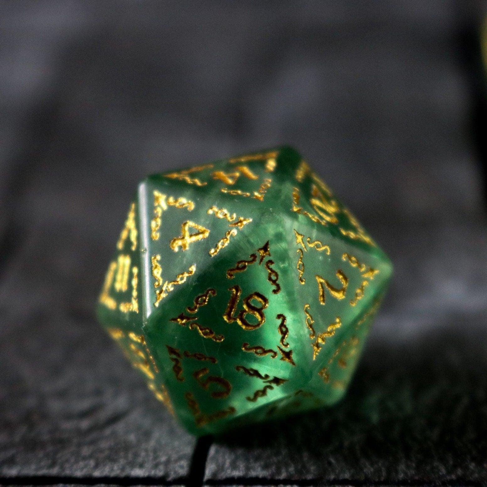 Vine Spike Green Fluorite Gemstone DND Dice Set - The misfit market