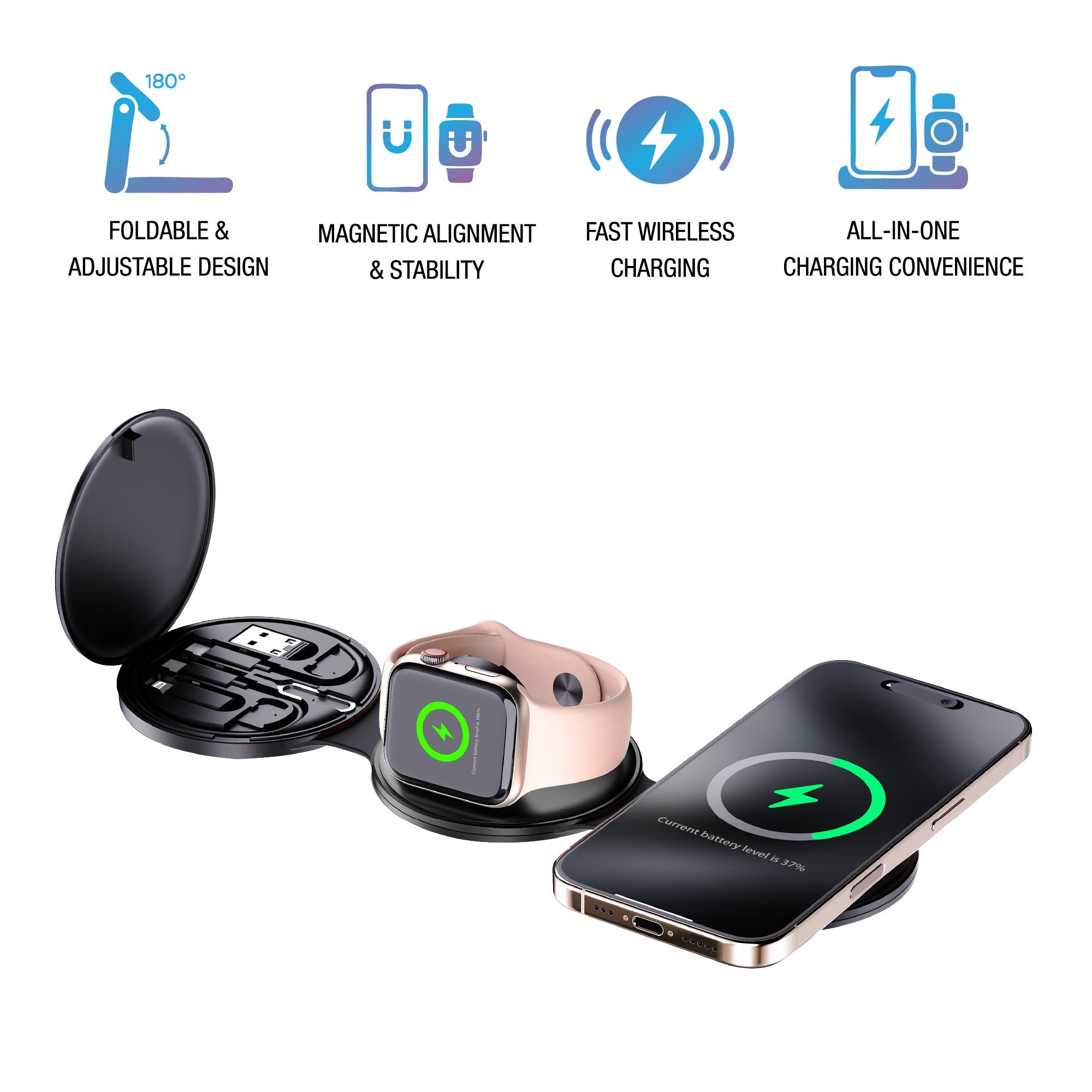 Complete Wireless Charging & Comfort Bundle – Sip & Charge 2-in-1 Mug Warmer + 5-in-1 Folding Charging Station - The misfit market