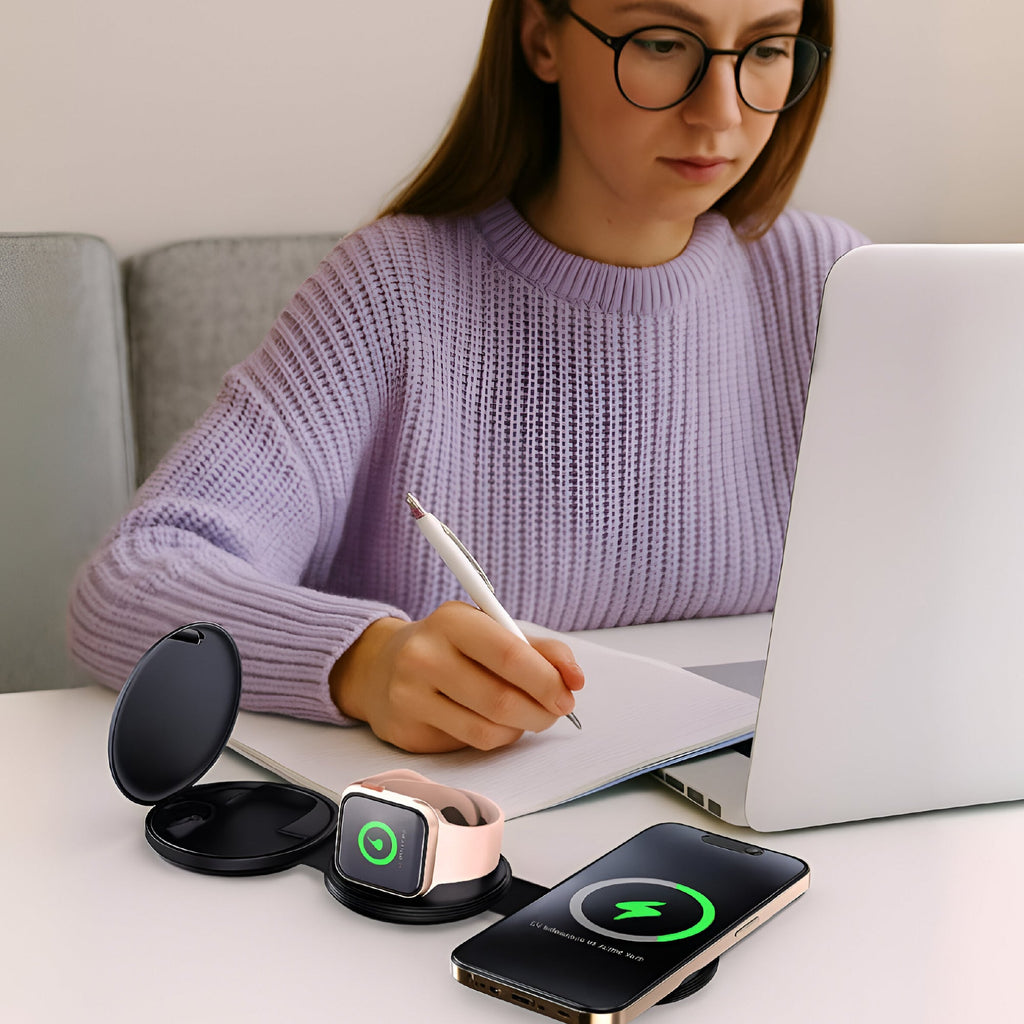 Complete Wireless Charging & Comfort Bundle – Sip & Charge 2-in-1 Mug Warmer + 5-in-1 Folding Charging Station - The misfit market