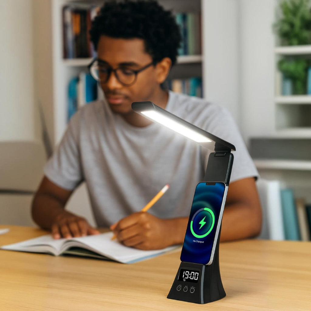 Pursonic 3-in-1 LED Desk Lamp with Wireless Charger and Alarm Clock – Sleek, Smart, and Space-Saving - The misfit market