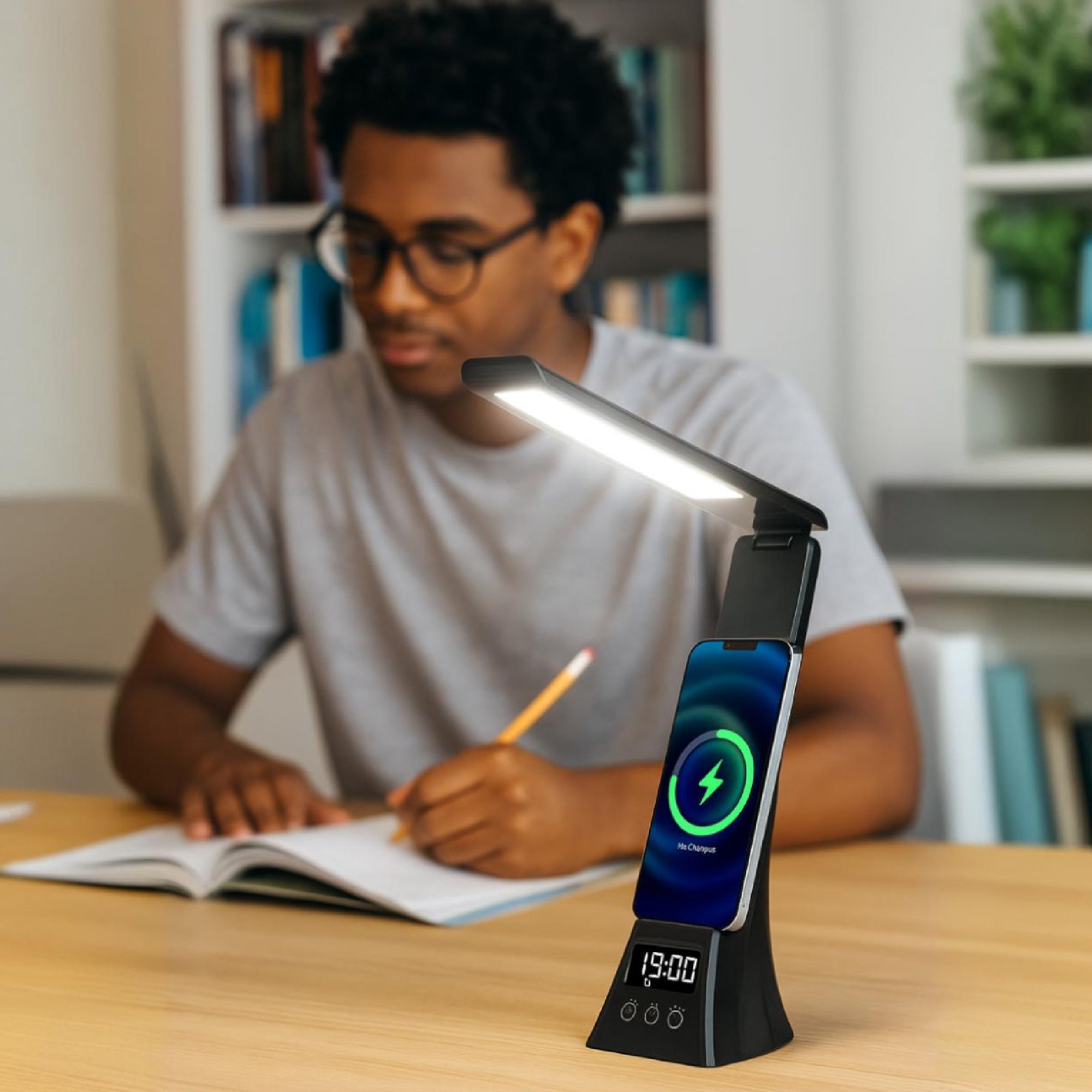 Pursonic 3-in-1 LED Desk Lamp with Wireless Charger and Alarm Clock – Sleek, Smart, and Space-Saving - The misfit market