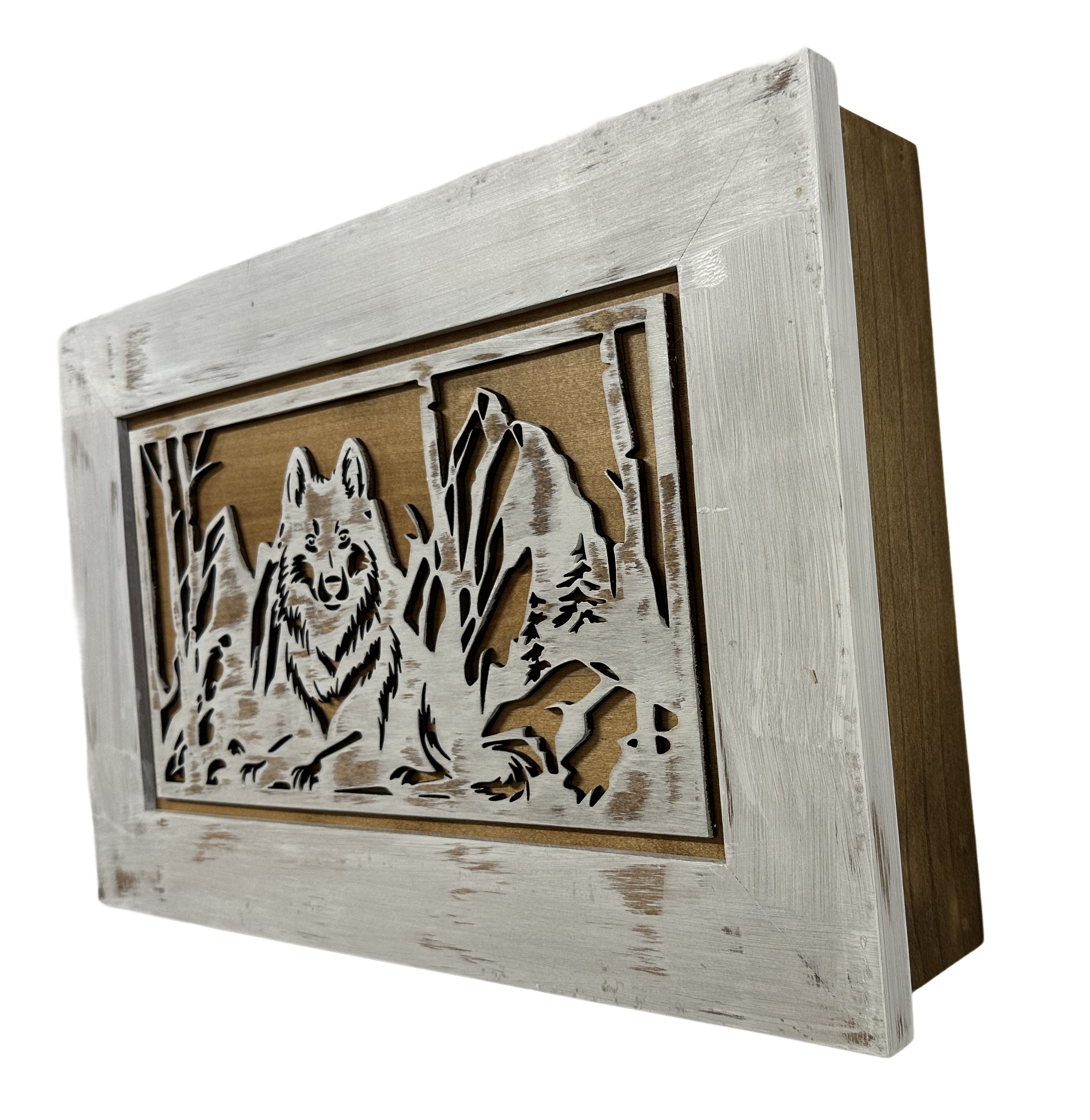 White Wolf Gun Concealment Furniture - Handcrafted Hidden Gun Storage Wall Decor - Hidden Gun Shelf with Magnetic Lock for Quick Access - The misfit market