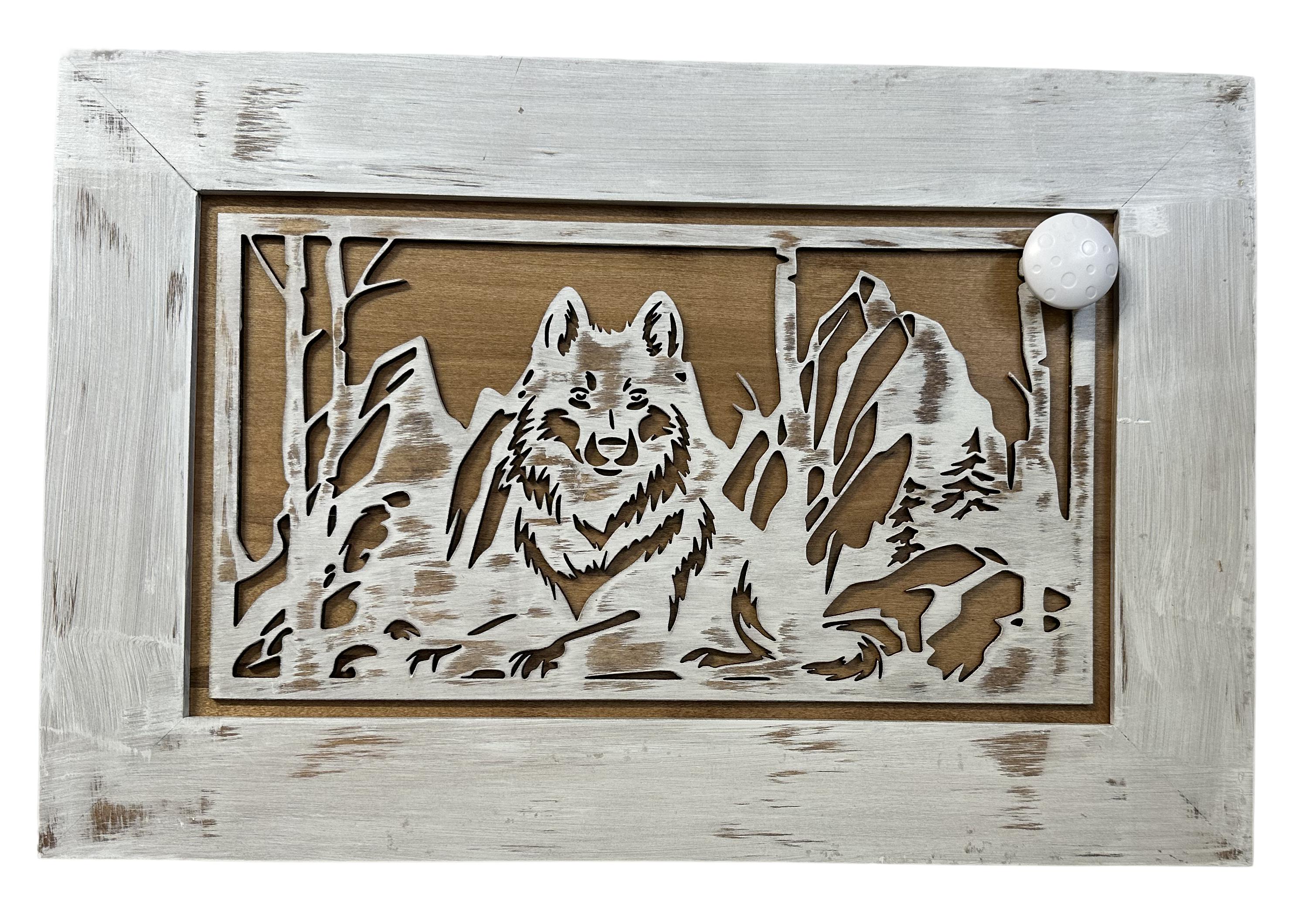 White Wolf Gun Concealment Furniture - Handcrafted Hidden Gun Storage Wall Decor - Hidden Gun Shelf with Magnetic Lock for Quick Access - The misfit market