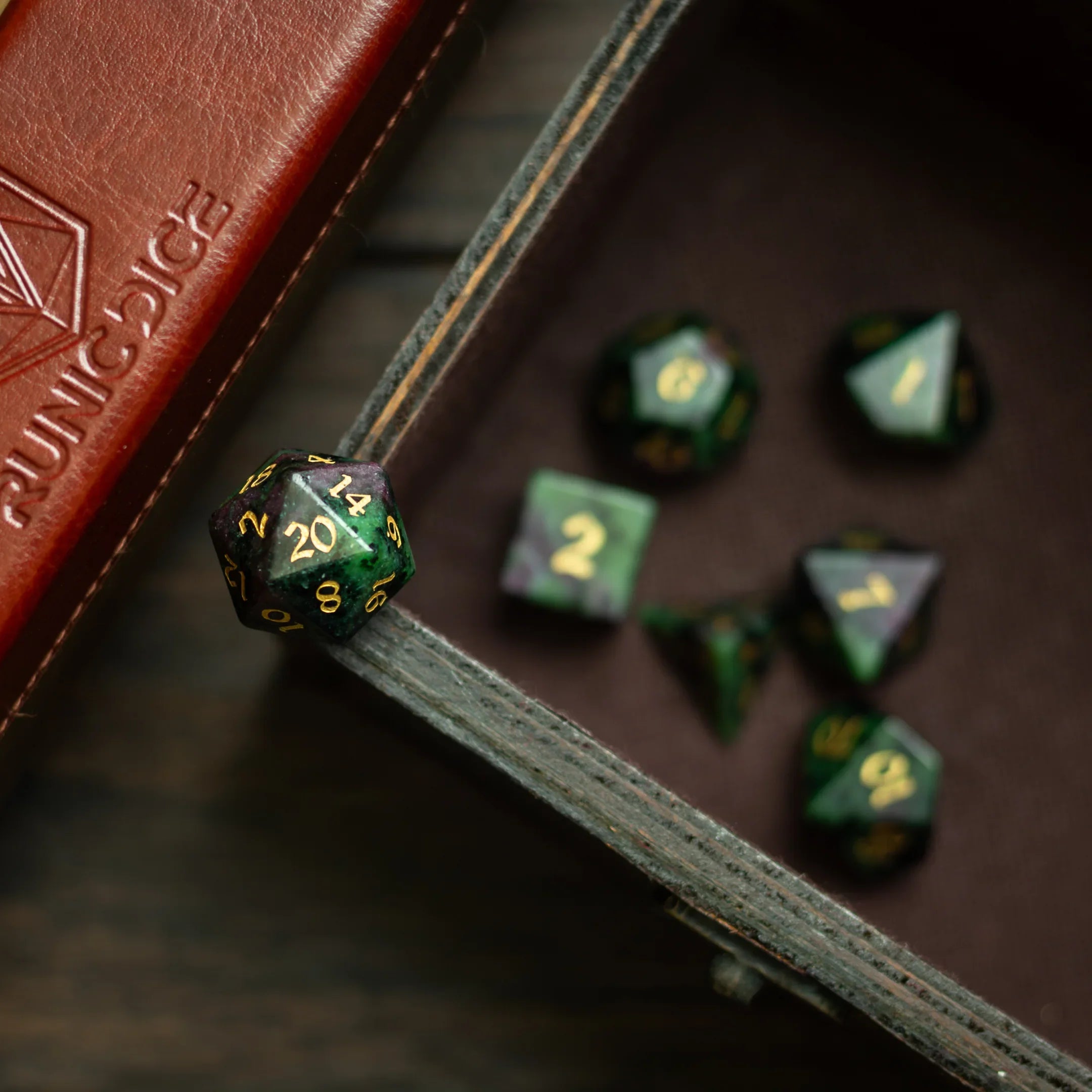 Zoisite Polyhedral Gemstone DND Dice Set - The misfit market