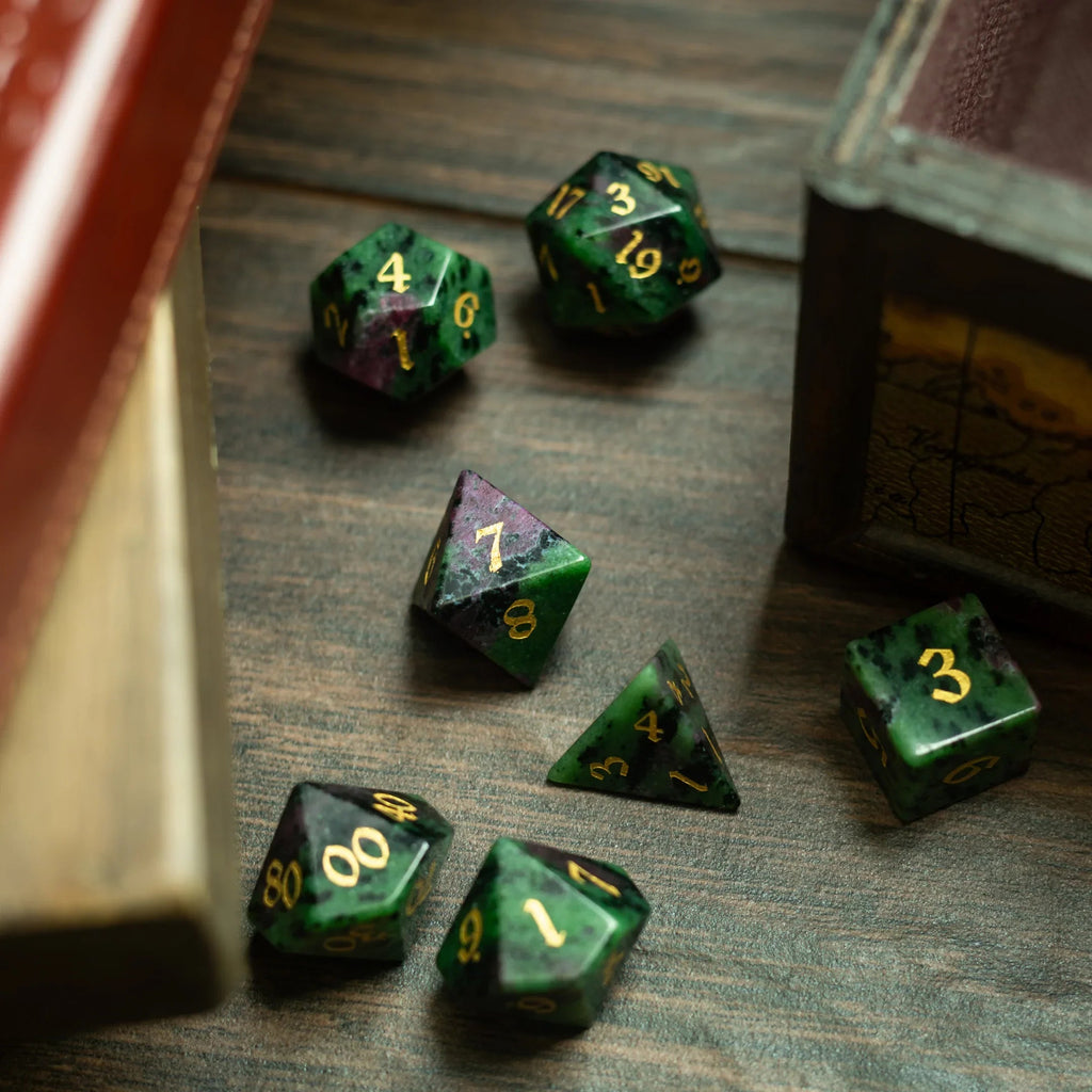 Zoisite Polyhedral Gemstone DND Dice Set - The misfit market