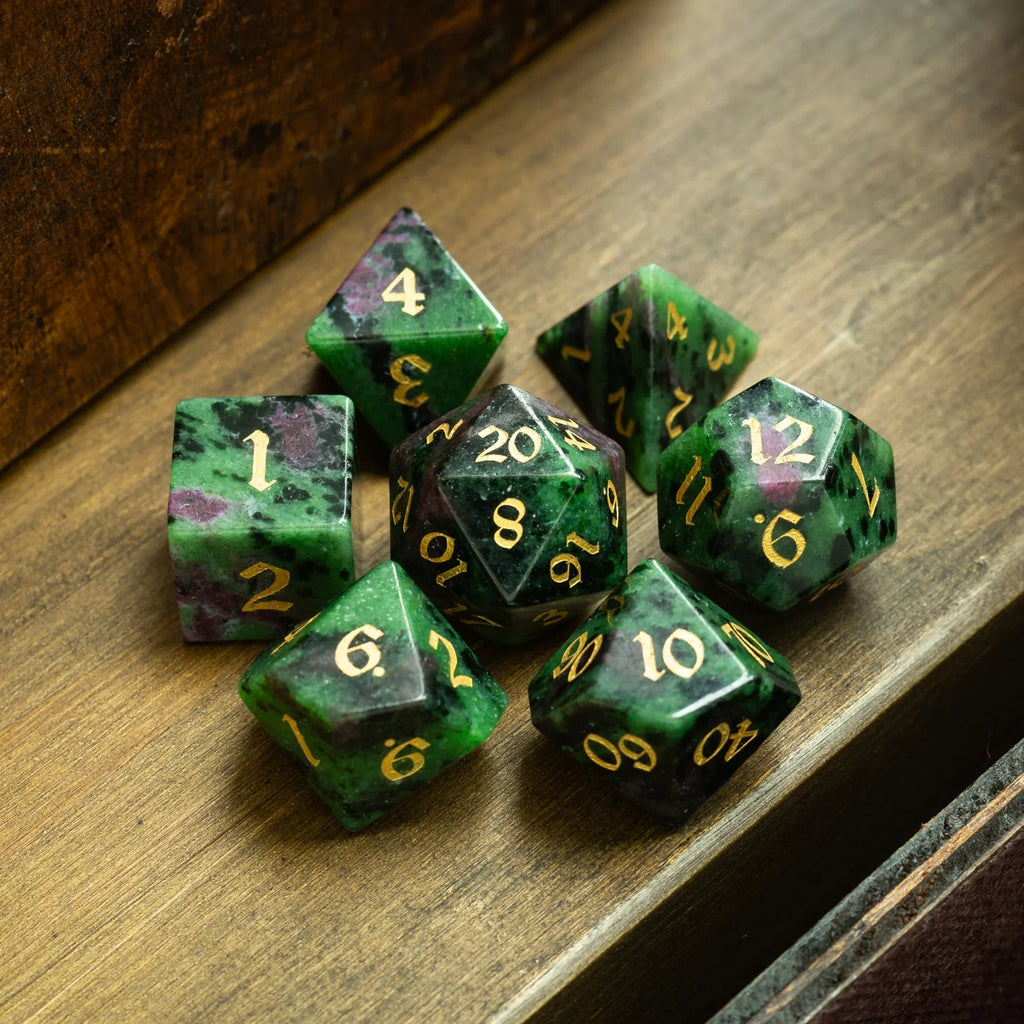 Zoisite Polyhedral Gemstone DND Dice Set - The misfit market