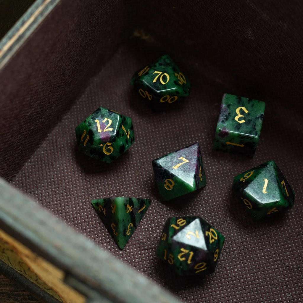 Zoisite Polyhedral Gemstone DND Dice Set - The misfit market