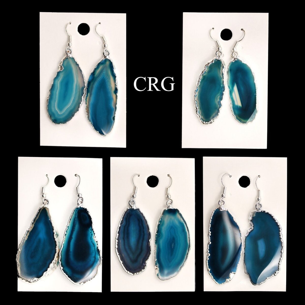 Agate Slice Earrings blue