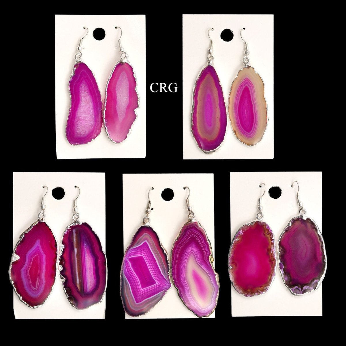 Agate Slice Earrings pink