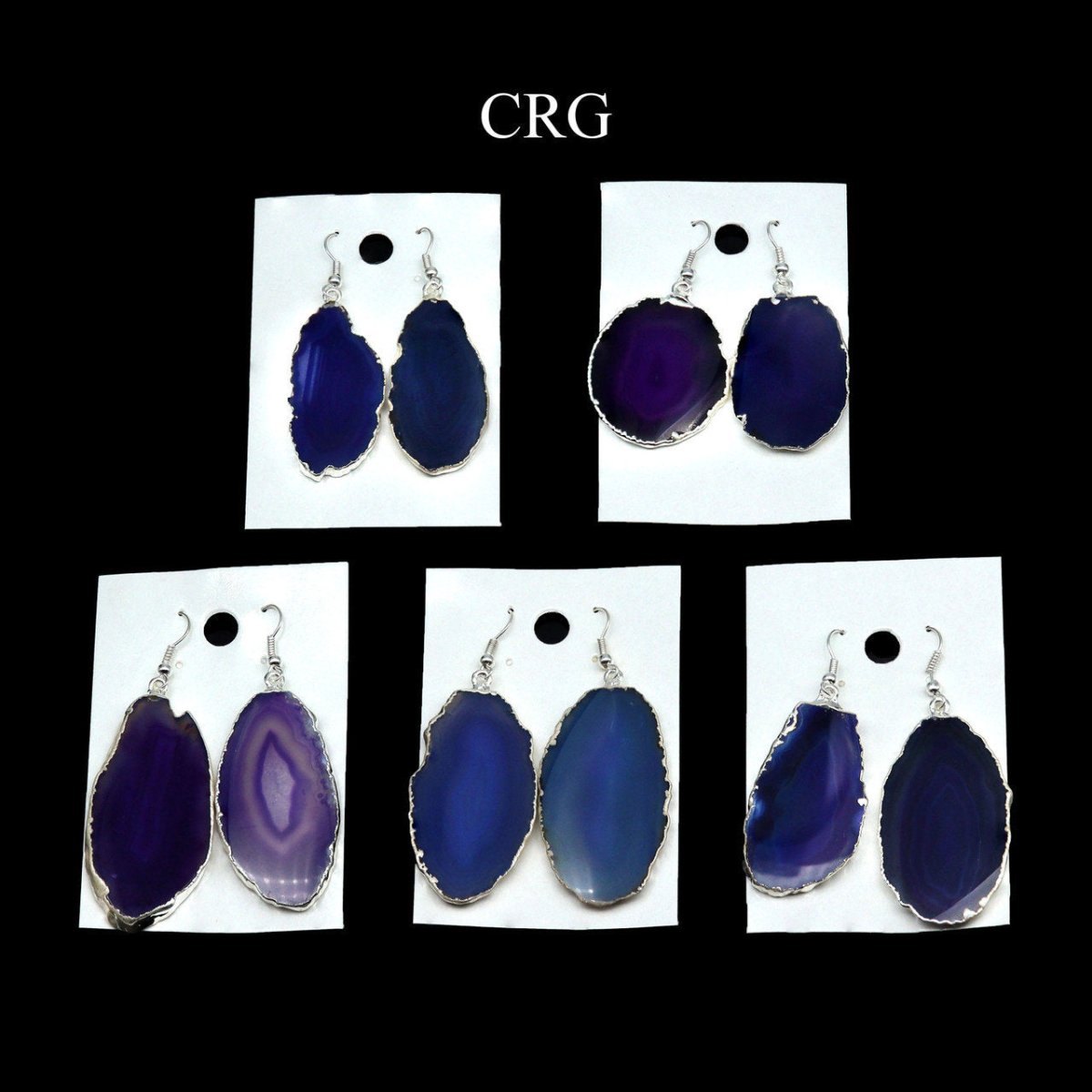 Agate Slice Earrings purple