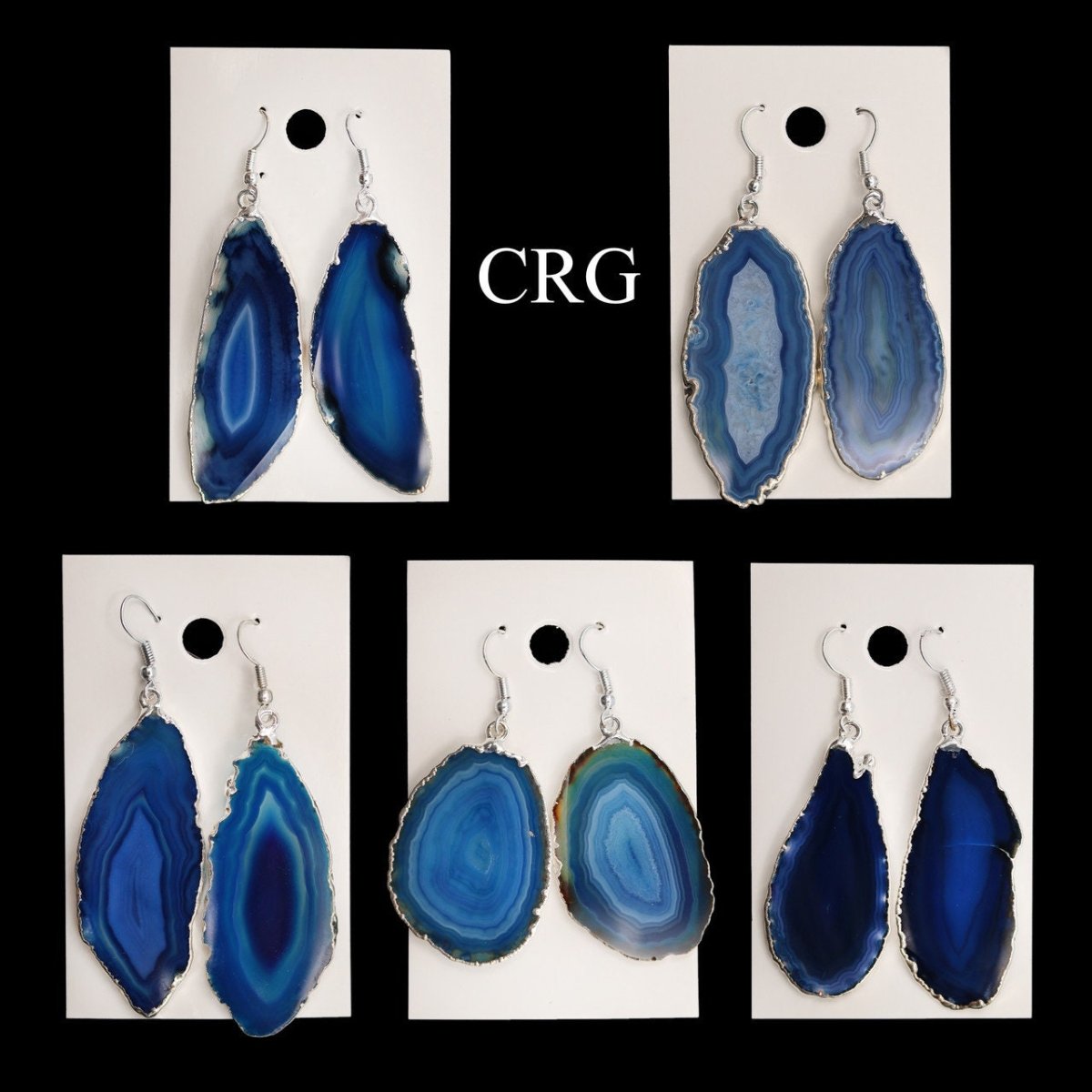 Agate Slice Earrings dark blue
