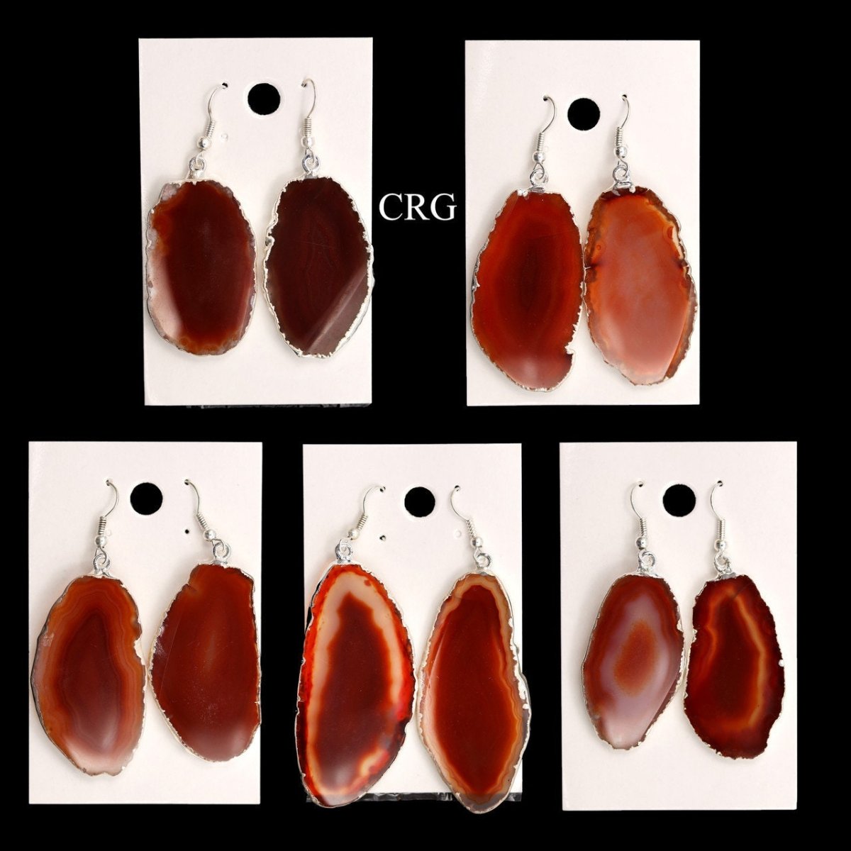 Agate Slice Earrings red