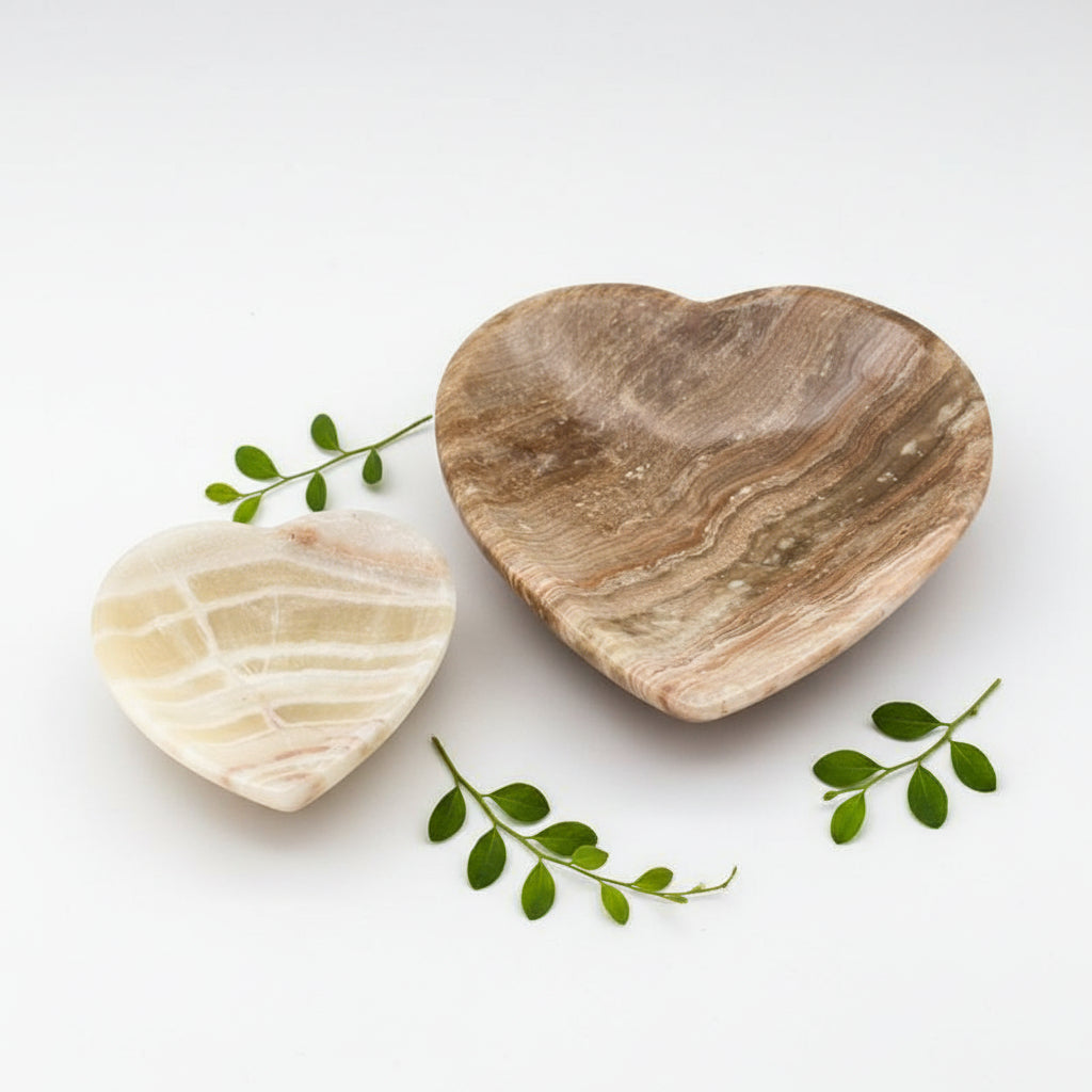 Banded Onyx Calcite Heart Dish