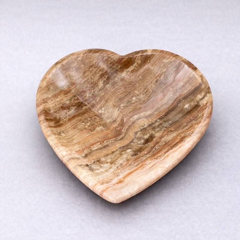 Banded Onyx Calcite Heart Dish Decor