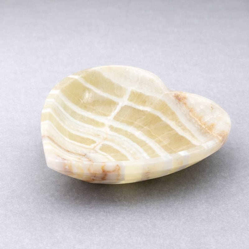 Banded Onyx Calcite Heart Dish Decor