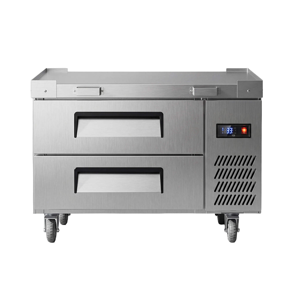 Commercial Double Drawer Undercounter Worktop Fridge With Chef Base & Wheels (SAK80596)