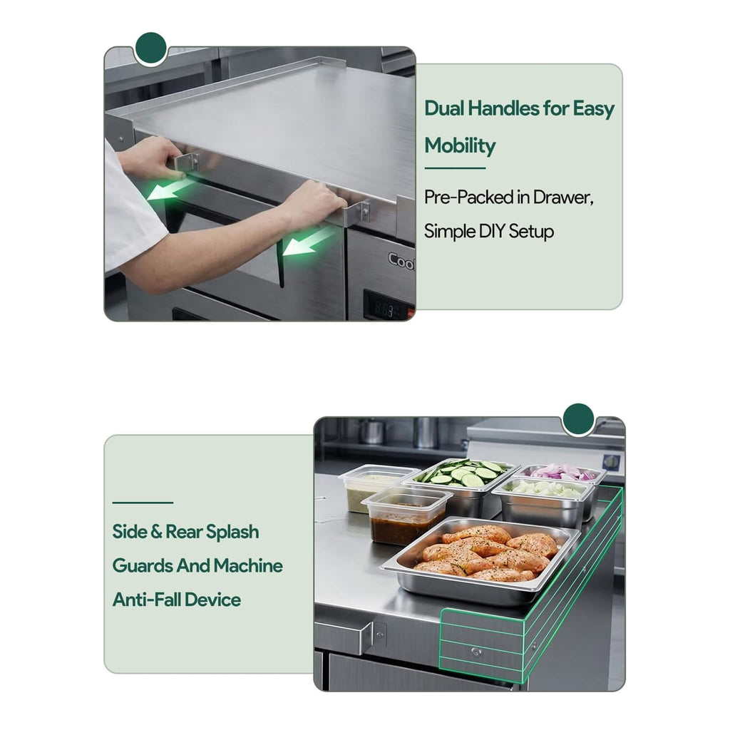 Commercial Double Drawer Undercounter Worktop Fridge With Chef Base & Wheels (SAK80596)