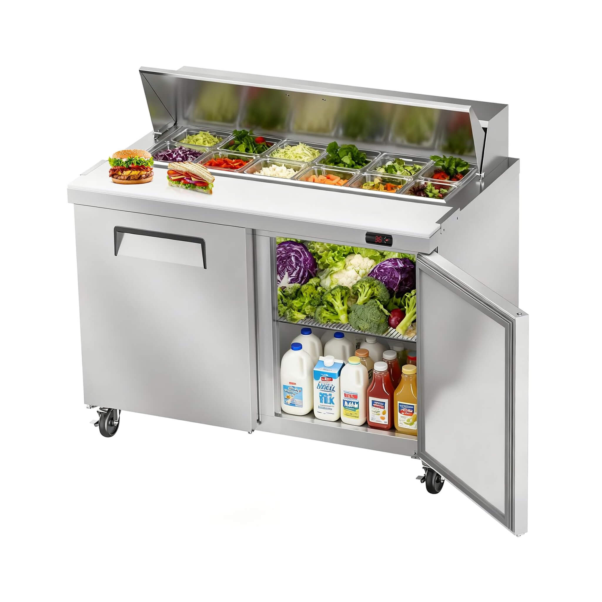 Commercial Stainless Steel Sandwich Prep Table Refrigerator (SAK19586)