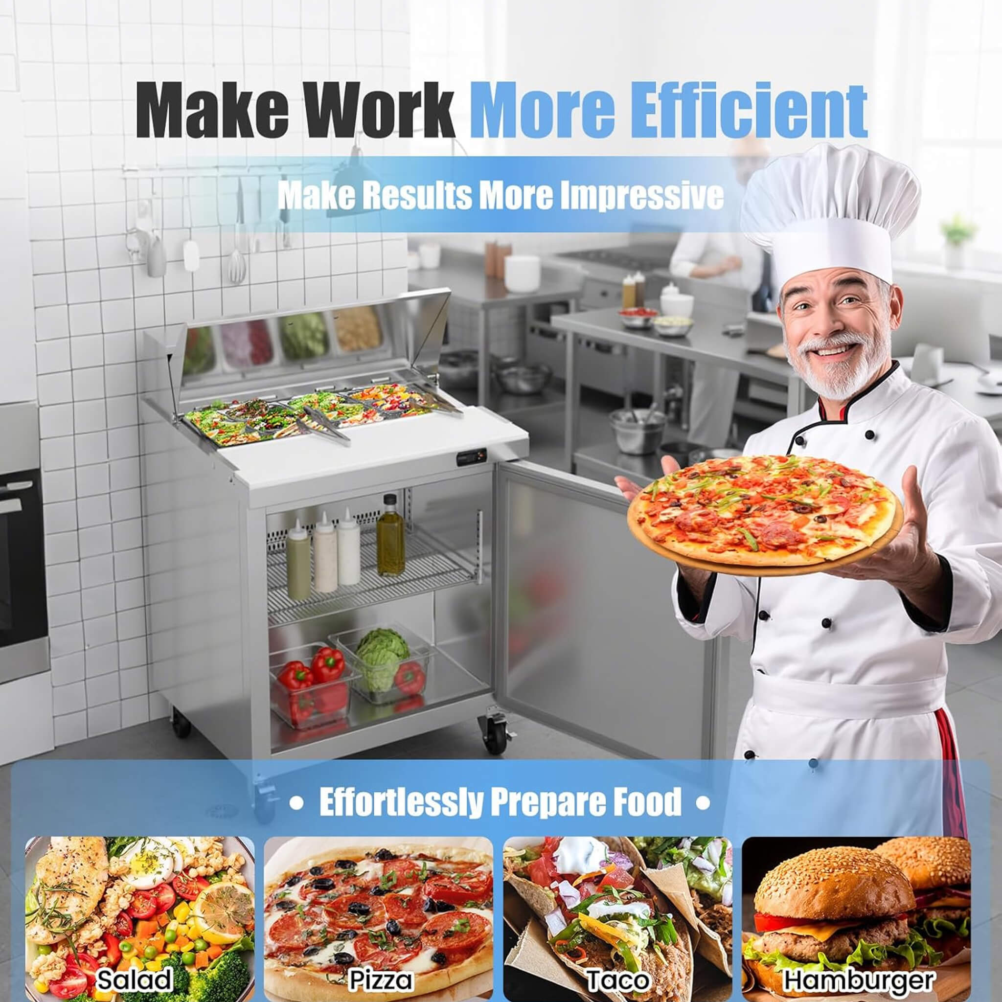 Commercial Stainless Steel Sandwich Prep Table Refrigerator (SAK19586)