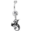 Clear Gem Dragon Dangle Belly Ring - The misfit market