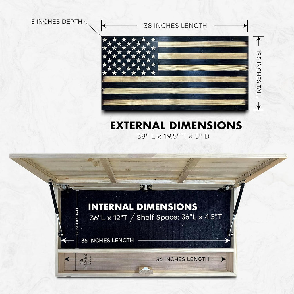Large American Flag Gun Safe - Quick Access Hidden Gun Safe for Rifles, Shotguns, & Handguns - Gun Concealment Furniture with Magnetic Lock - Gun Self Hidden Storage (Black) - The misfit market