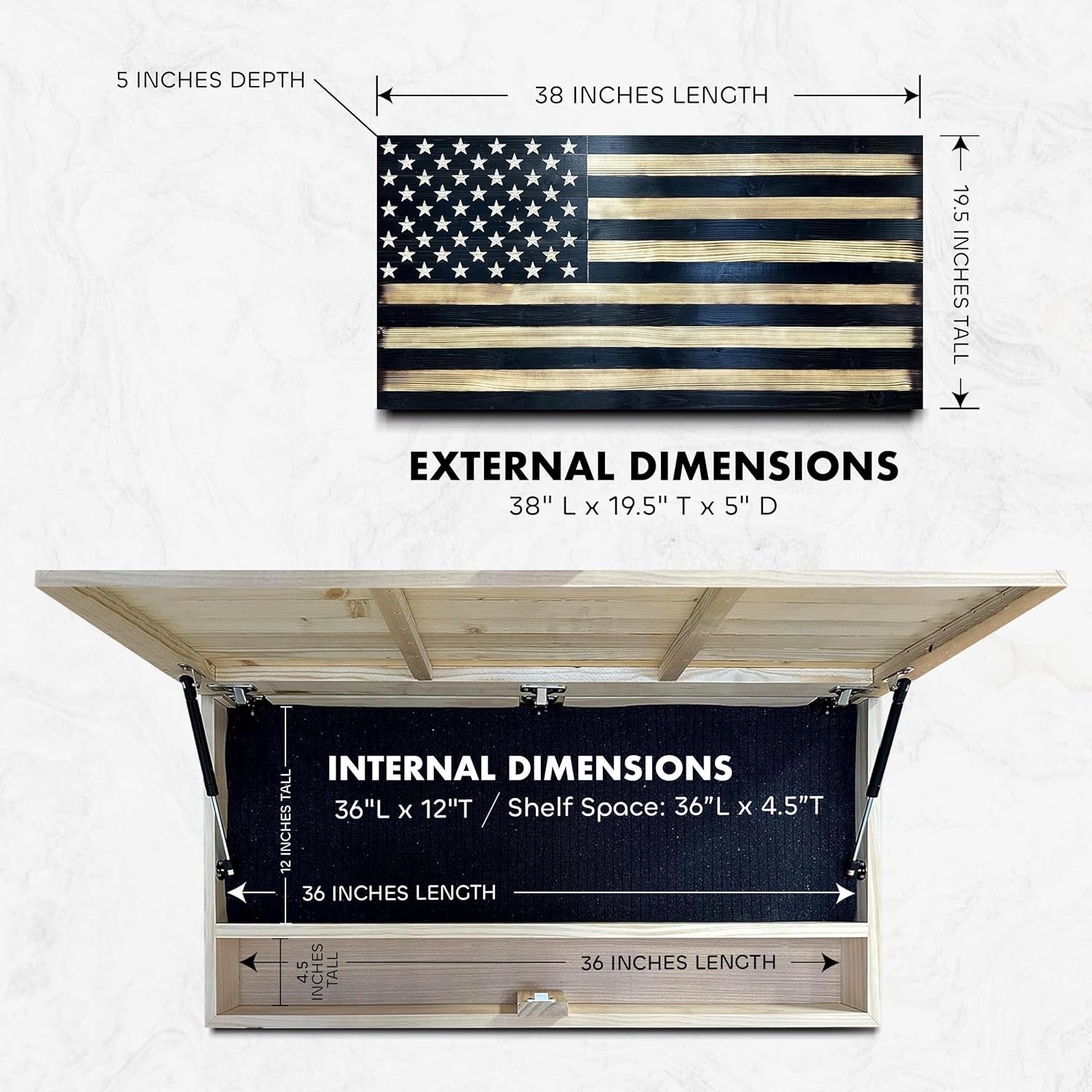 Large American Flag Gun Safe - Quick Access Hidden Gun Safe for Rifles, Shotguns, & Handguns - Gun Concealment Furniture with Magnetic Lock - Gun Self Hidden Storage (Black) - The misfit market
