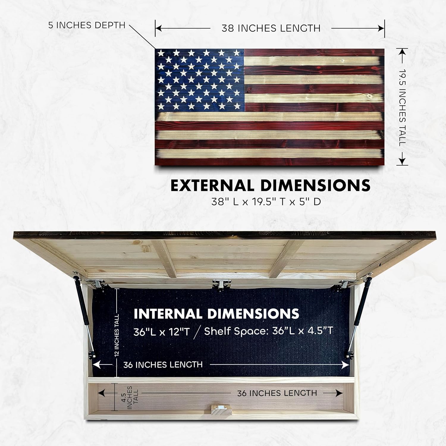 Large American Flag Gun Safe - Quick Access Hidden Gun Safe for Rifles, Shotguns, & Handguns - Gun Concealment Furniture with Magnetic Lock - Gun Self Hidden Storage (Red and Blue) - The misfit market