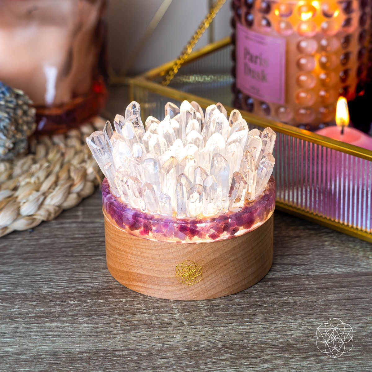 Find My Peace - Quartz & Tourmaline Lamp of Blooming Tranquility - The misfit market