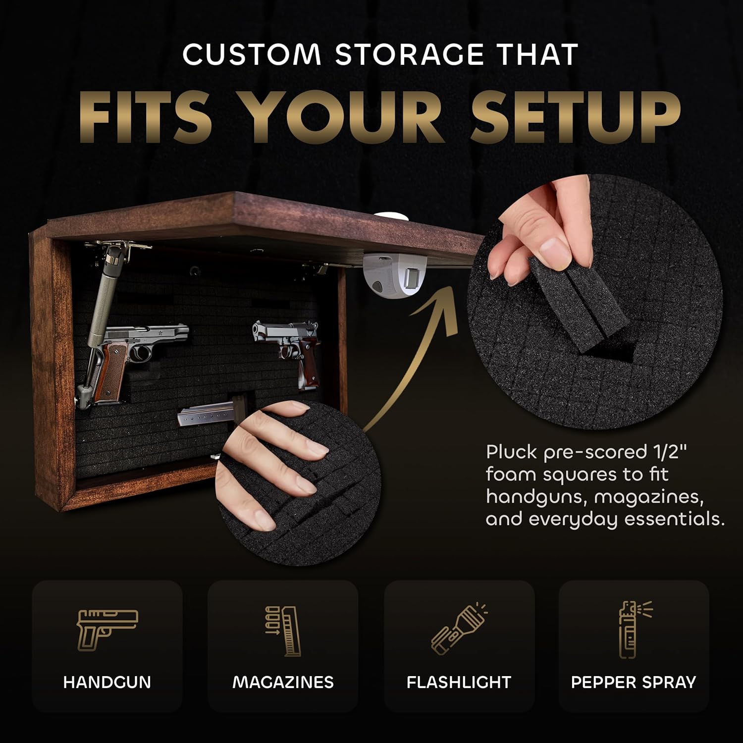 Gun Concealment Furniture - Hidden Gun Safe with Birds in a Tree Design - Fits 2 Handguns & Magazines - Wall Mounted Gun Storage with Magnetic Lock - Made in USA - The misfit market