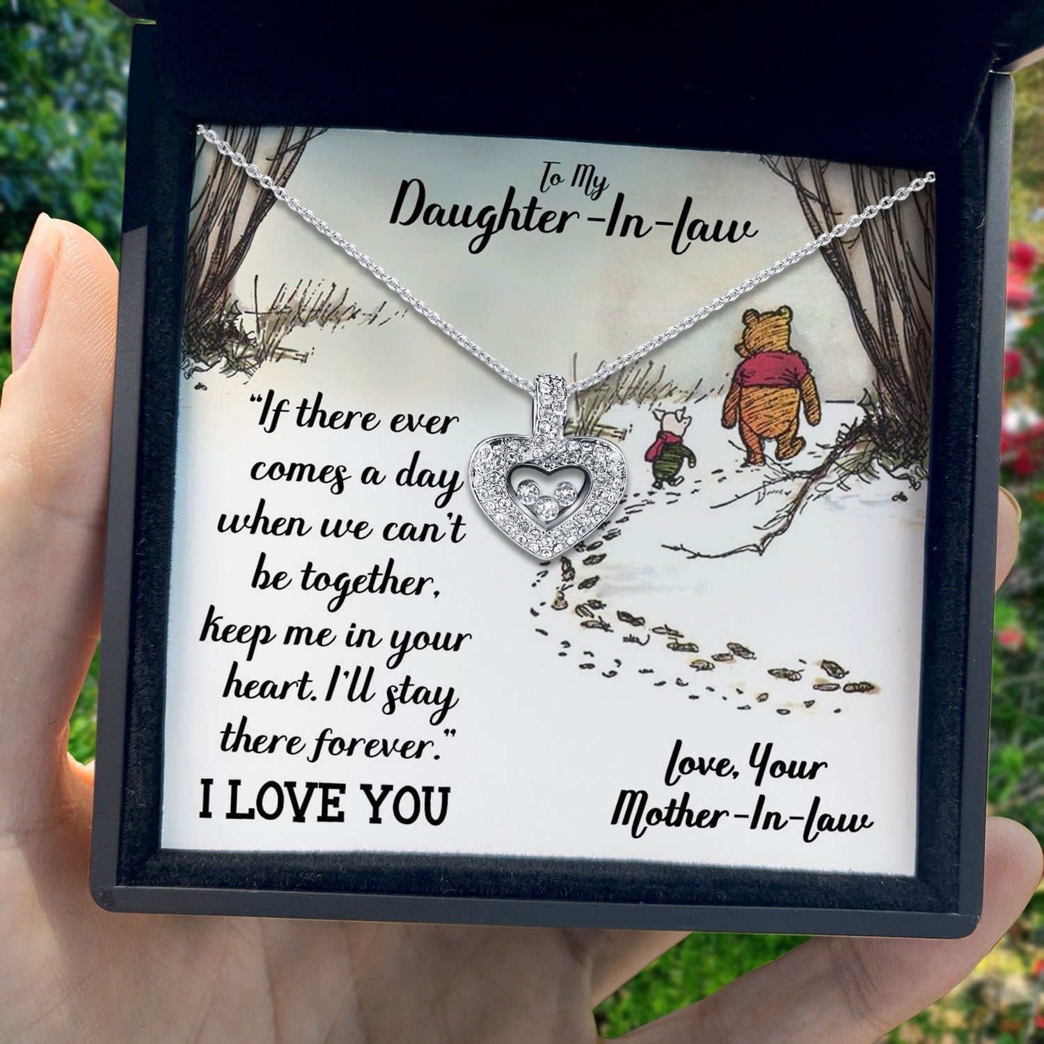 To My Daughter-in-Law - I'll Stay There Forever- Tryndi Floating Heart Necklace - The misfit market